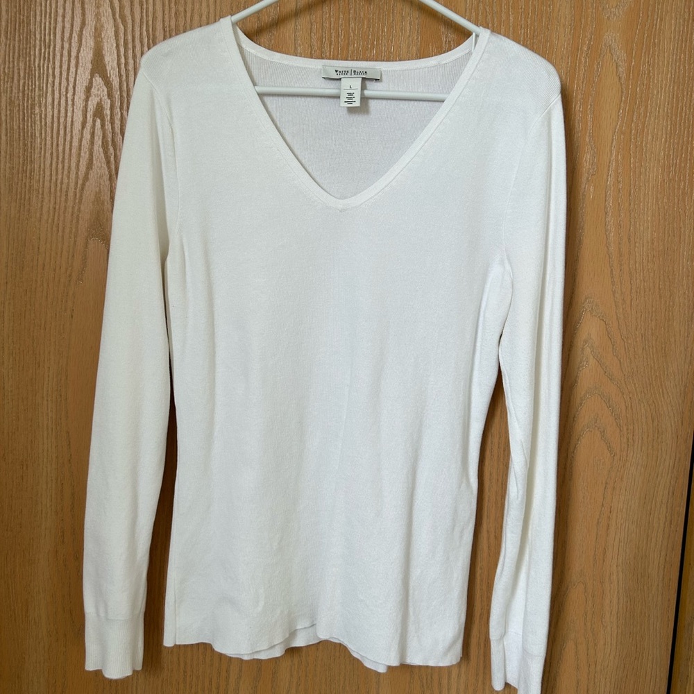 WHBM Long sleeve off white sweater